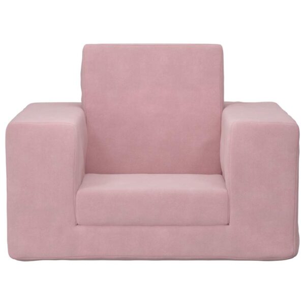 Sofá-cama infantil de pelúcia rosa - Image 3