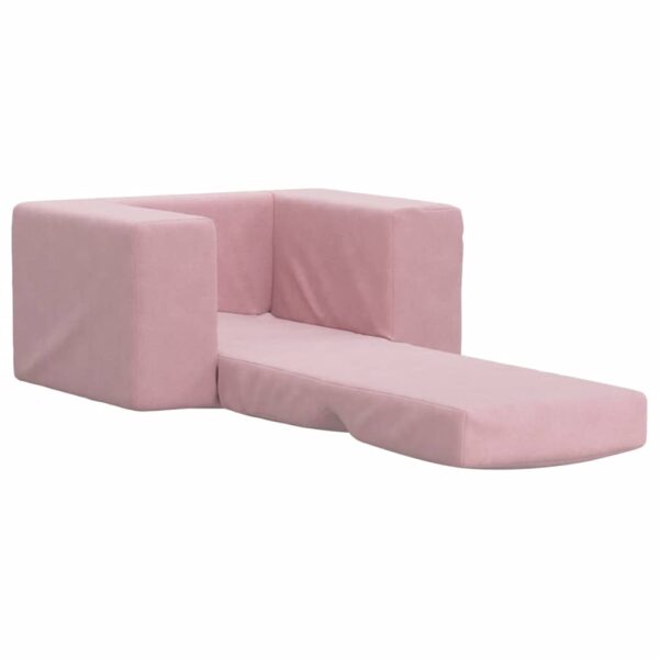 Sofá-cama infantil de pelúcia rosa - Image 4