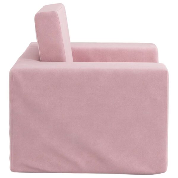 Sofá-cama infantil de pelúcia rosa - Image 5