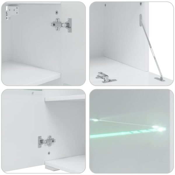 Móveis TV de 5pcs iluminação LED madeira trabalhada pedra cinza - Image 11