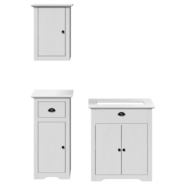 3 pcs conjunto de móveis para WC BODO pinho maciço branco - Image 3