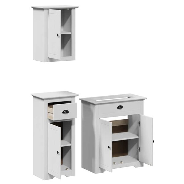 3 pcs conjunto de móveis para WC BODO pinho maciço branco - Image 4