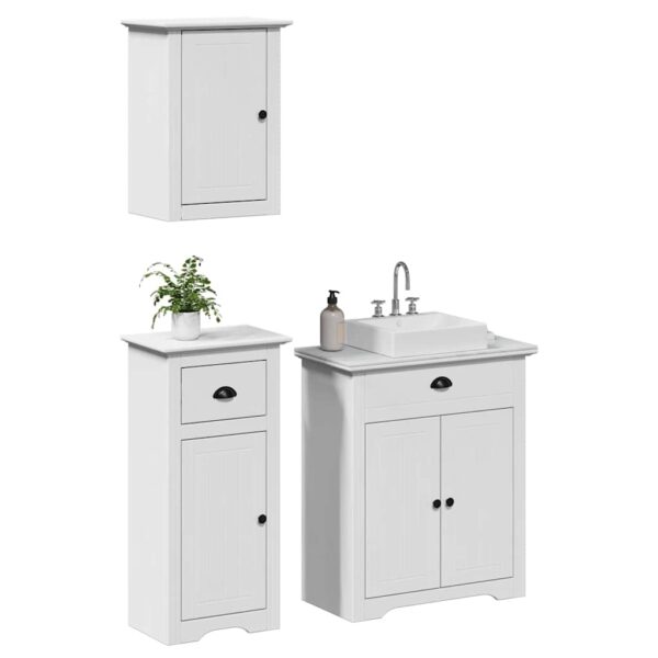 3 pcs conjunto de móveis para WC BODO pinho maciço branco