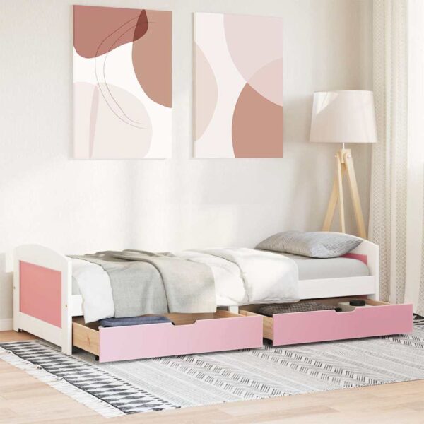 Sofá-cama com 2 gavetas sem colchão 90x200 cm IRUN branco&rosa - Image 2