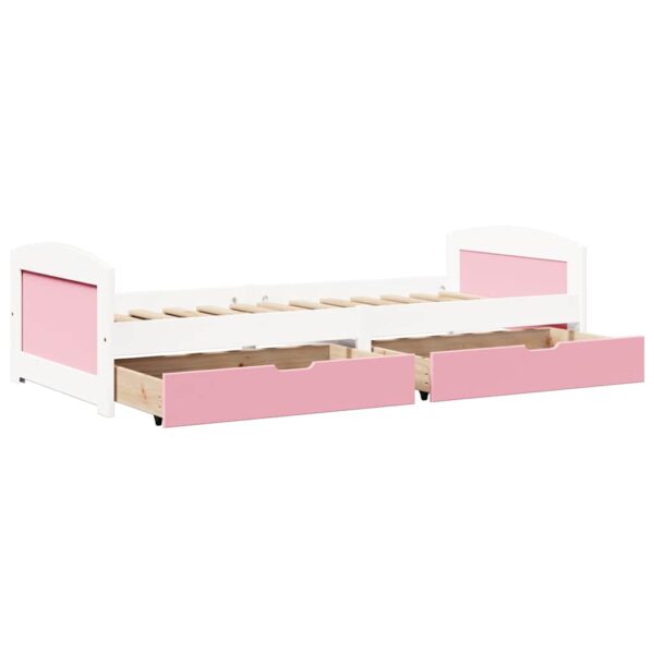 Sofá-cama com 2 gavetas sem colchão 90x200 cm IRUN branco&rosa - Image 5