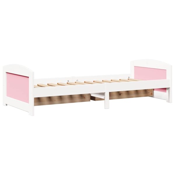 Sofá-cama com 2 gavetas sem colchão 90x200 cm IRUN branco&rosa - Image 7