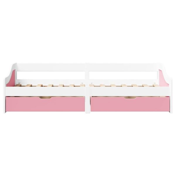 Sofá-cama com 2 gavetas sem colchão 90x200 cm IRUN branco&rosa - Image 4