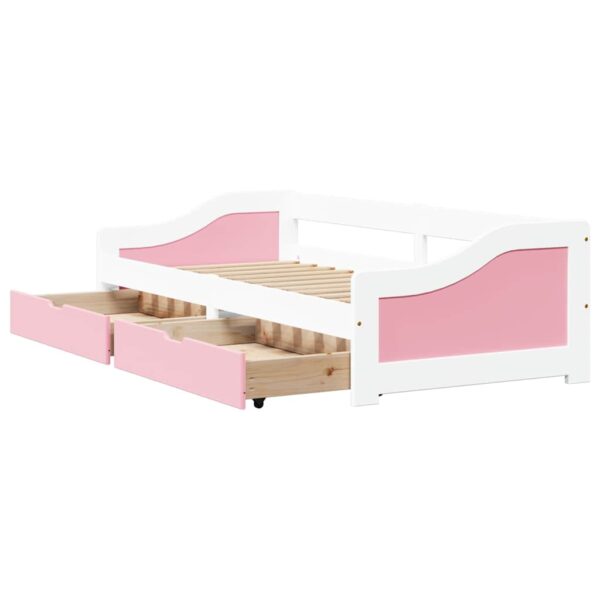 Sofá-cama com 2 gavetas sem colchão 90x200 cm IRUN branco&rosa - Image 5