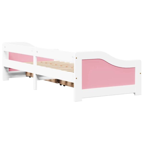 Sofá-cama com 2 gavetas sem colchão 90x200 cm IRUN branco&rosa - Image 7