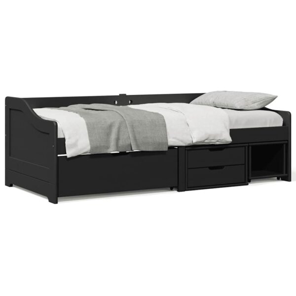 Sofá-cama com 3 gavetas sem colchão 90x200 cm IRUN preto