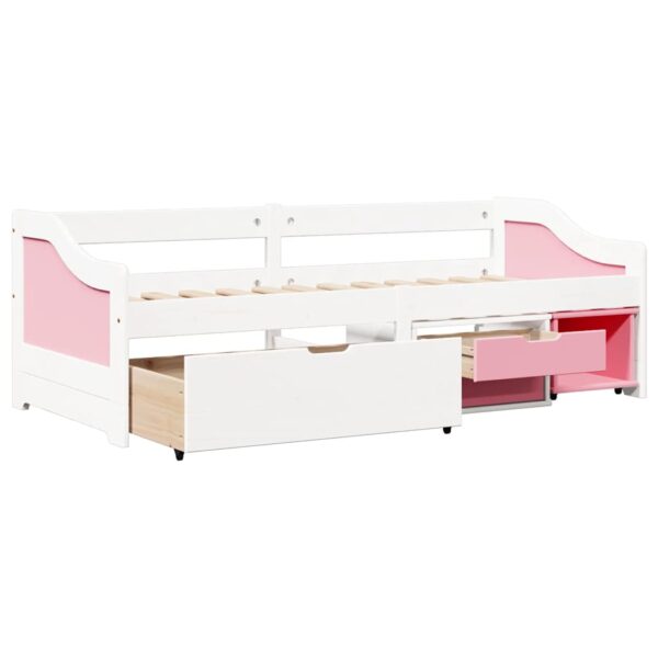 Sofá-cama com 3 gavetas sem colchão 90x200 cm IRUN branco&rosa - Image 5