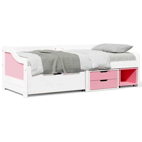 Sofá-cama com 3 gavetas sem colchão 90x200 cm IRUN branco&rosa