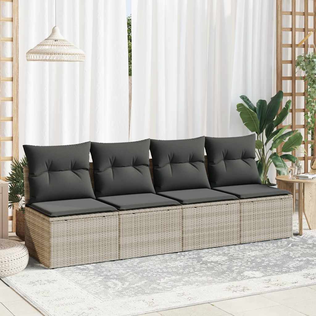2 pcs conjunto sofás de jardim c/ almofadões acácia e vime PE - Image 2