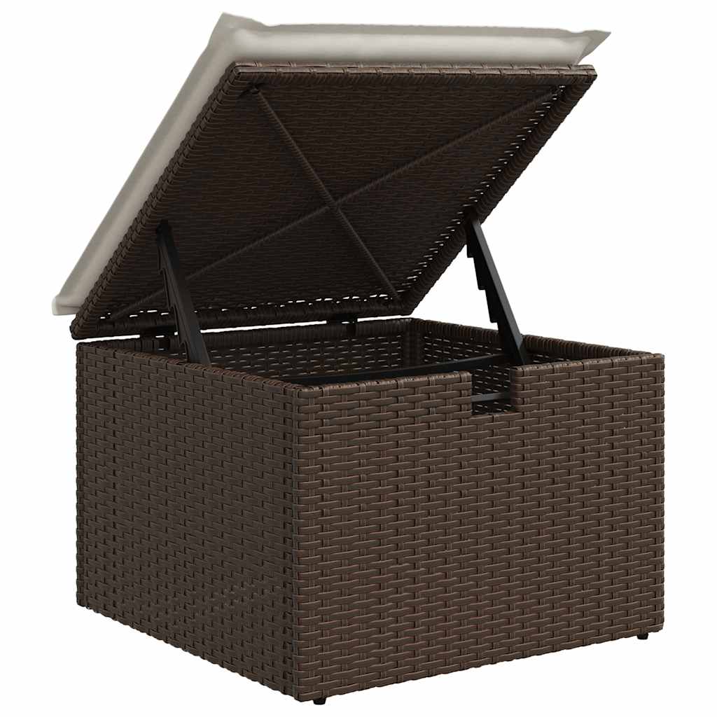 4 pcs conjunto sofás de jardim c/ almofadões vime PE castanho - Image 7