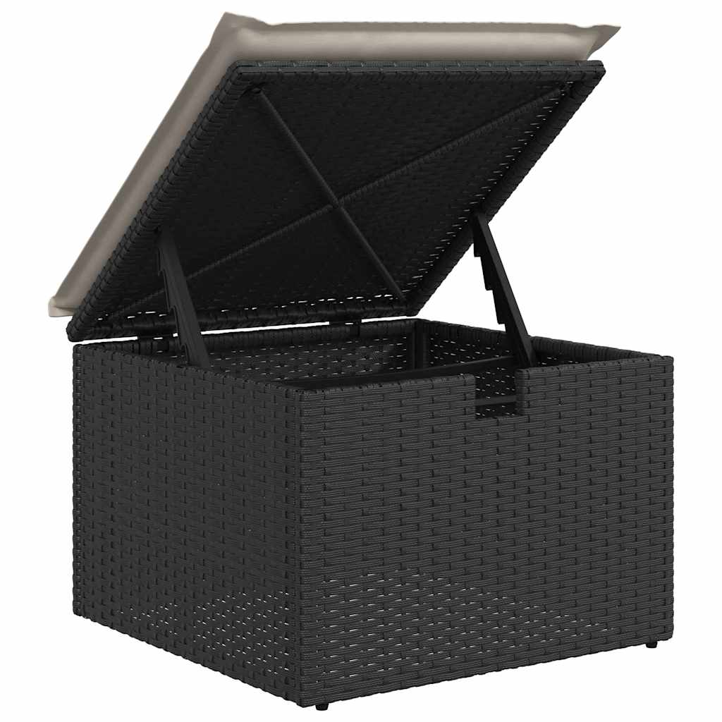 4 pcs conjunto de sofás para jardim c/ almofadões vime PE preto - Image 7