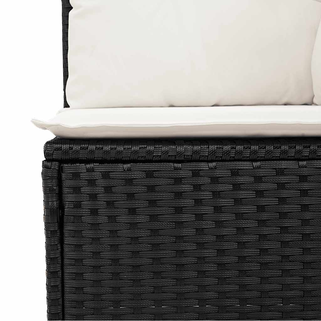 4 pcs conjunto de sofás para jardim c/ almofadões vime PE preto - Image 8