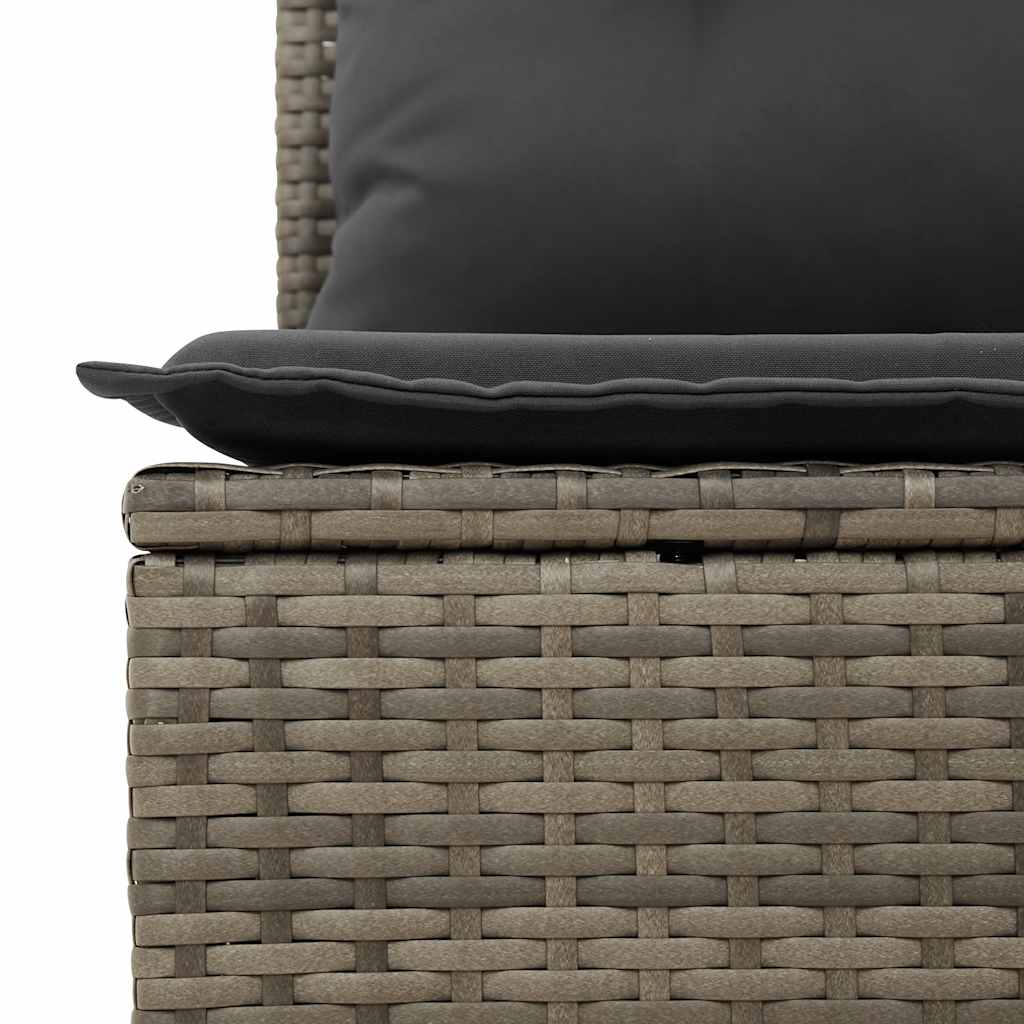 4 pcs conjunto sofás de jardim c/ almofadões vime PE cinzento - Image 8