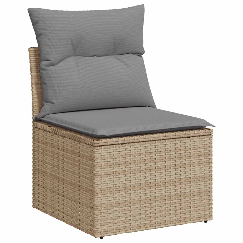 5 pcs conjunto de sofás p/ jardim com almofadões vime PE bege - Image 2