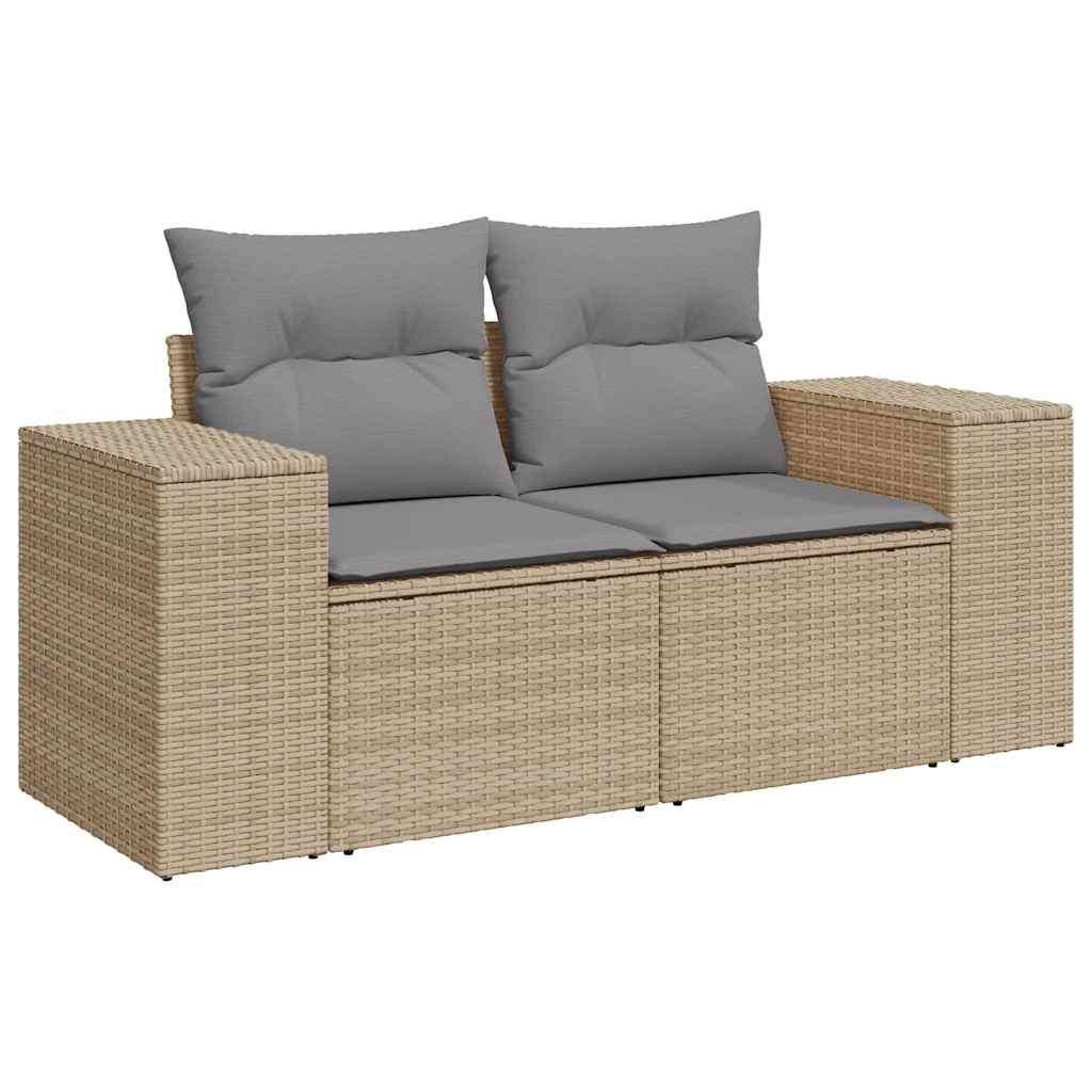 5 pcs conjunto de sofás p/ jardim com almofadões vime PE bege - Image 3