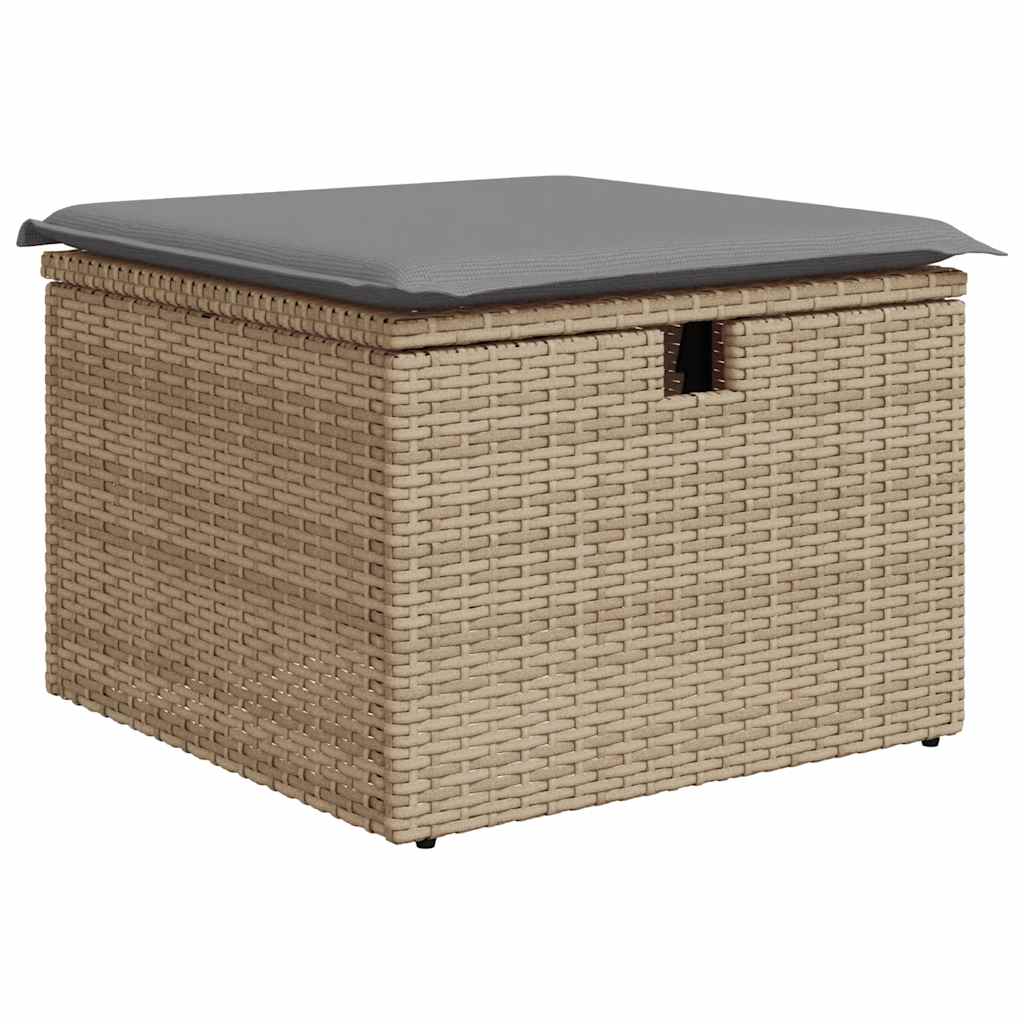 5 pcs conjunto de sofás p/ jardim com almofadões vime PE bege - Image 4