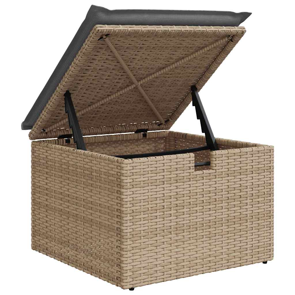 5 pcs conjunto de sofás p/ jardim com almofadões vime PE bege - Image 7