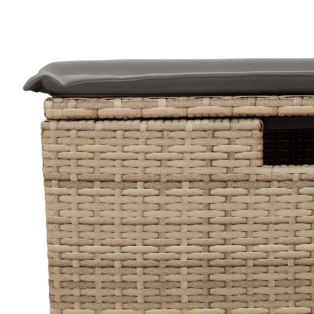 5 pcs conjunto de sofás p/ jardim com almofadões vime PE bege - Image 9