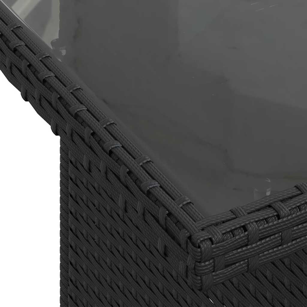 11 pcs conjunto sofás de jardim c/ almofadões vime PE preto - Image 11