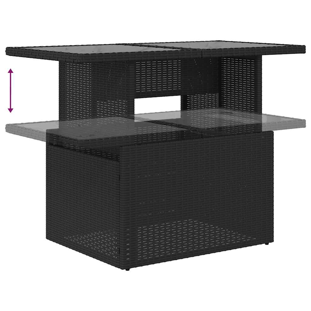 11 pcs conjunto sofás de jardim c/ almofadões vime PE preto - Image 9