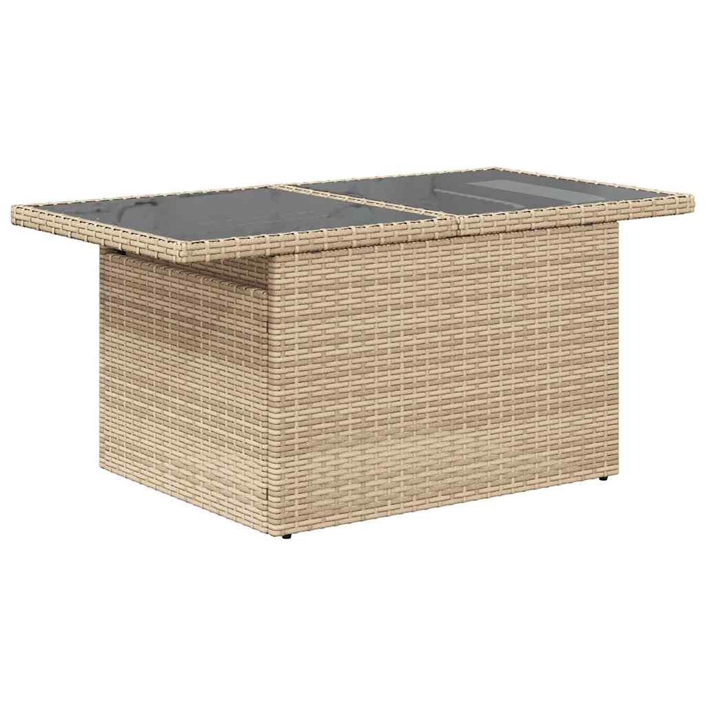 11 pcs conjunto sofás de jardim c/ almofadões vime PE bege - Image 5