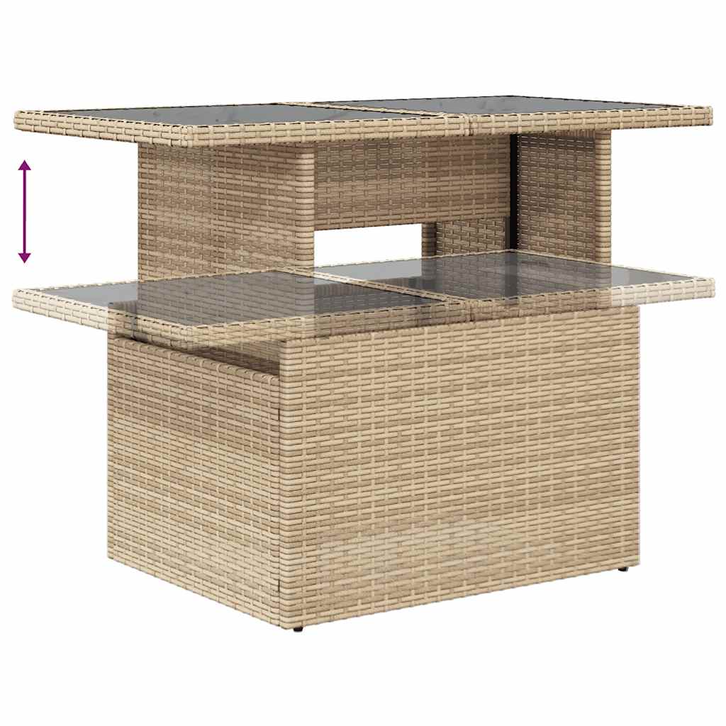 11 pcs conjunto sofás de jardim c/ almofadões vime PE bege - Image 9