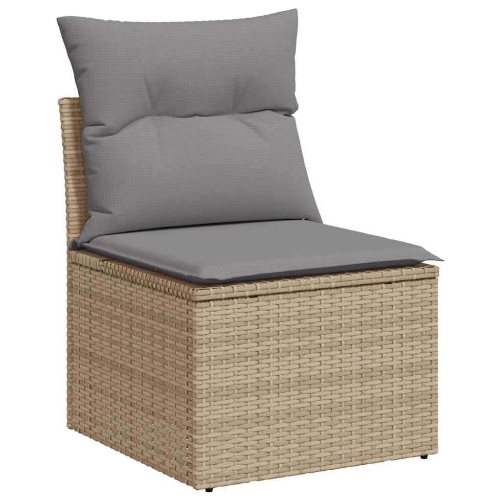 9 pcs conjunto de sofás p/ jardim com almofadões vime PE bege - Image 2
