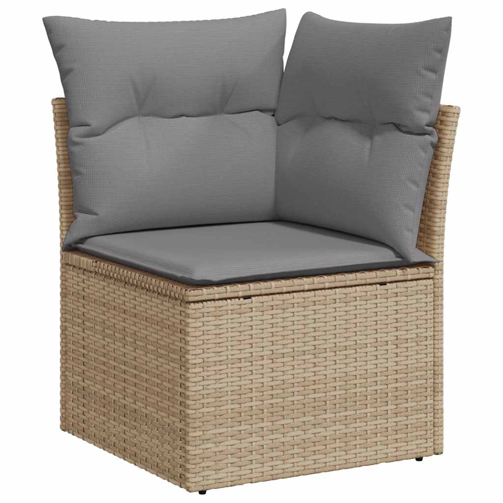 9 pcs conjunto de sofás p/ jardim com almofadões vime PE bege - Image 3