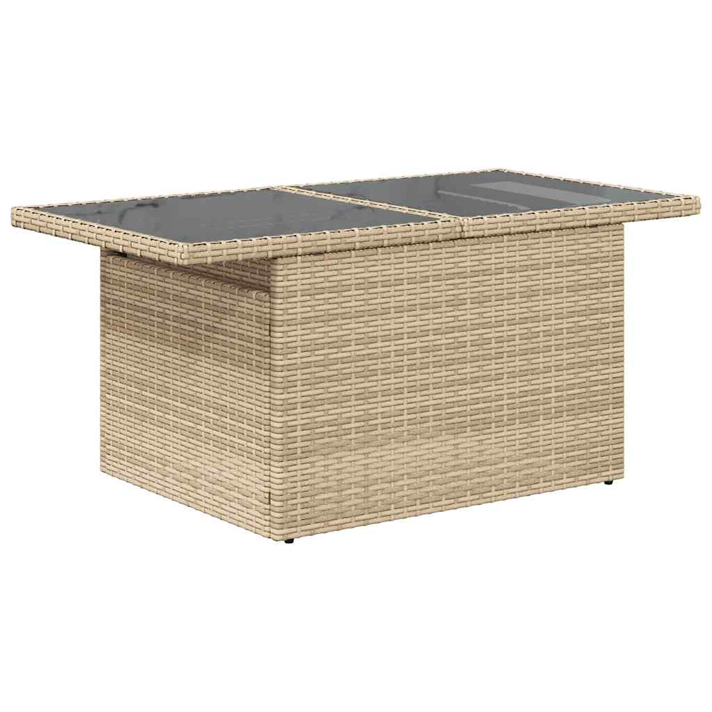 9 pcs conjunto de sofás p/ jardim com almofadões vime PE bege - Image 5
