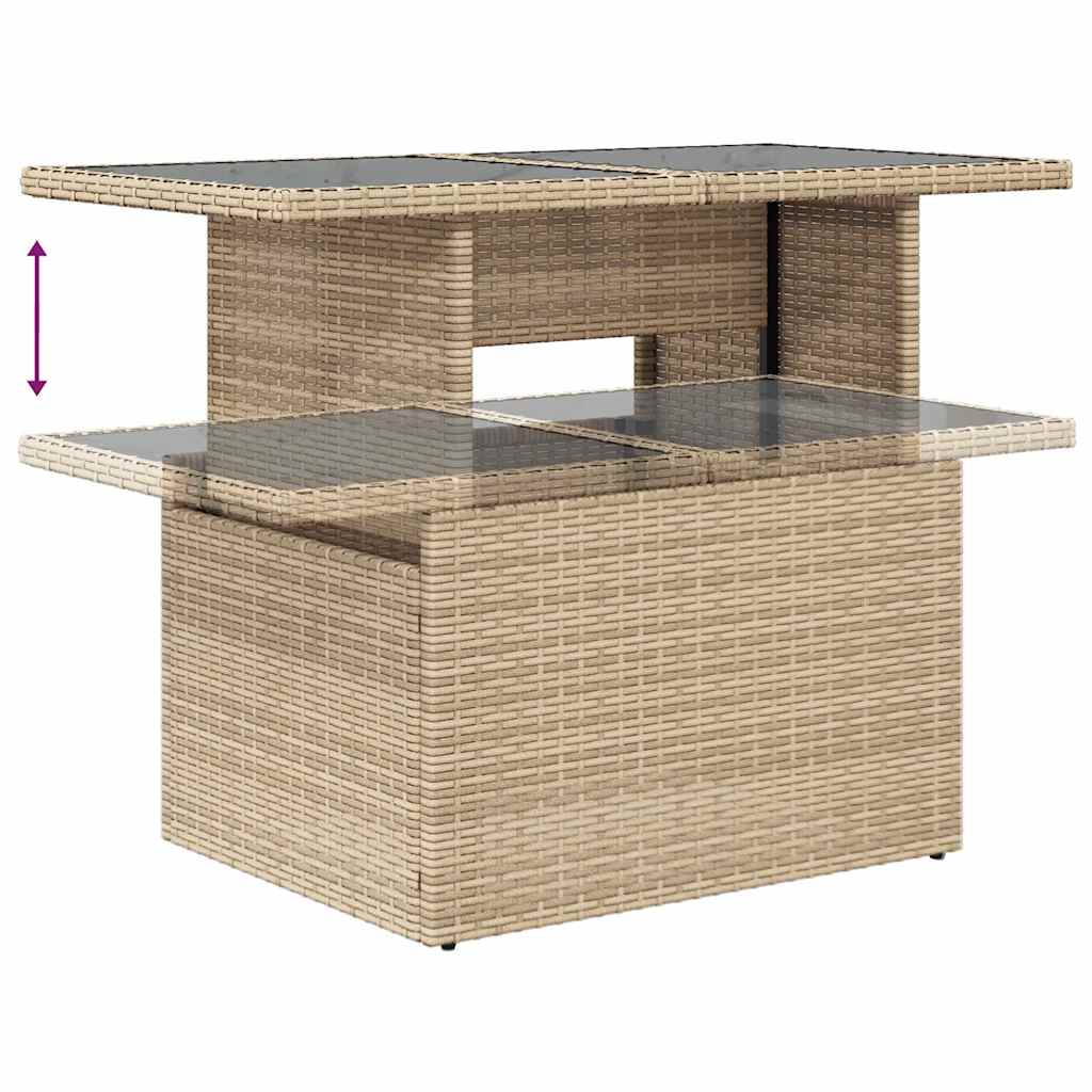 9 pcs conjunto de sofás p/ jardim com almofadões vime PE bege - Image 9