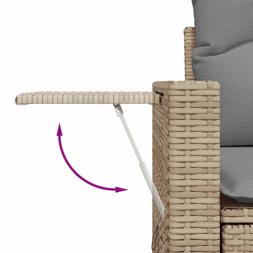 9 pcs conjunto de sofás p/ jardim com almofadões vime PE bege - Image 10