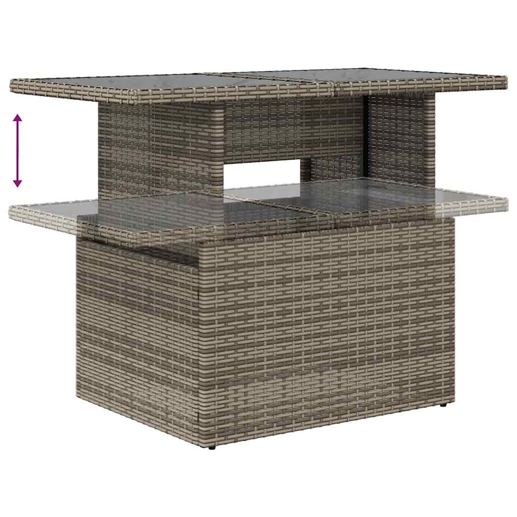9 pcs conjunto sofás p/ jardim com almofadões vime PE cinzento - Image 9