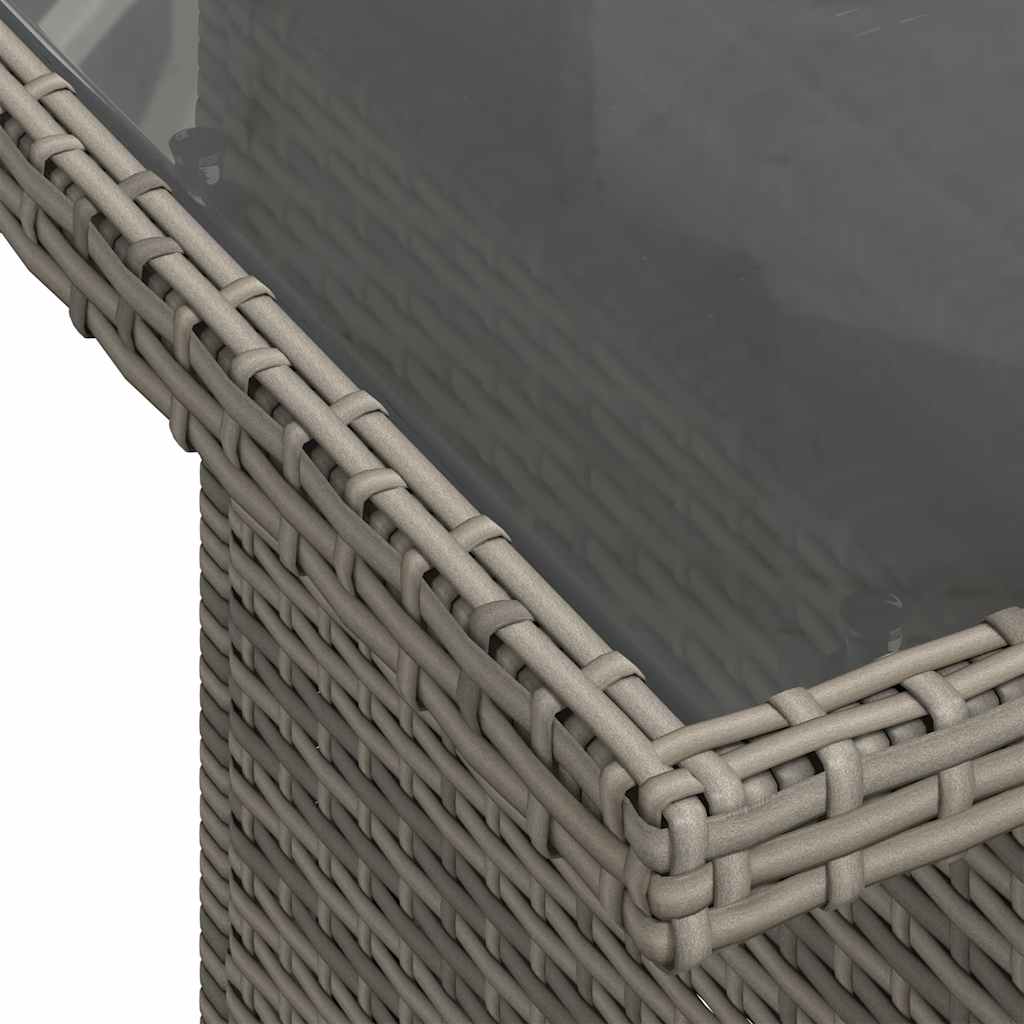 11 pcs conjunto sofás de jardim c/ almofadões vime PE cinzento - Image 11