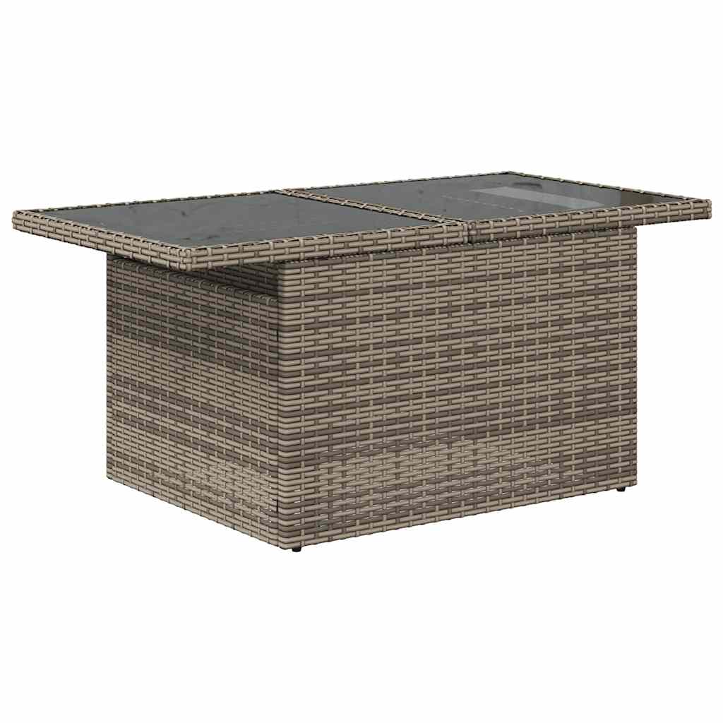 11 pcs conjunto sofás de jardim c/ almofadões vime PE cinzento - Image 5