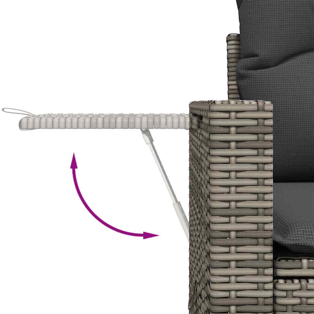 11 pcs conjunto sofás de jardim c/ almofadões vime PE cinzento - Image 9