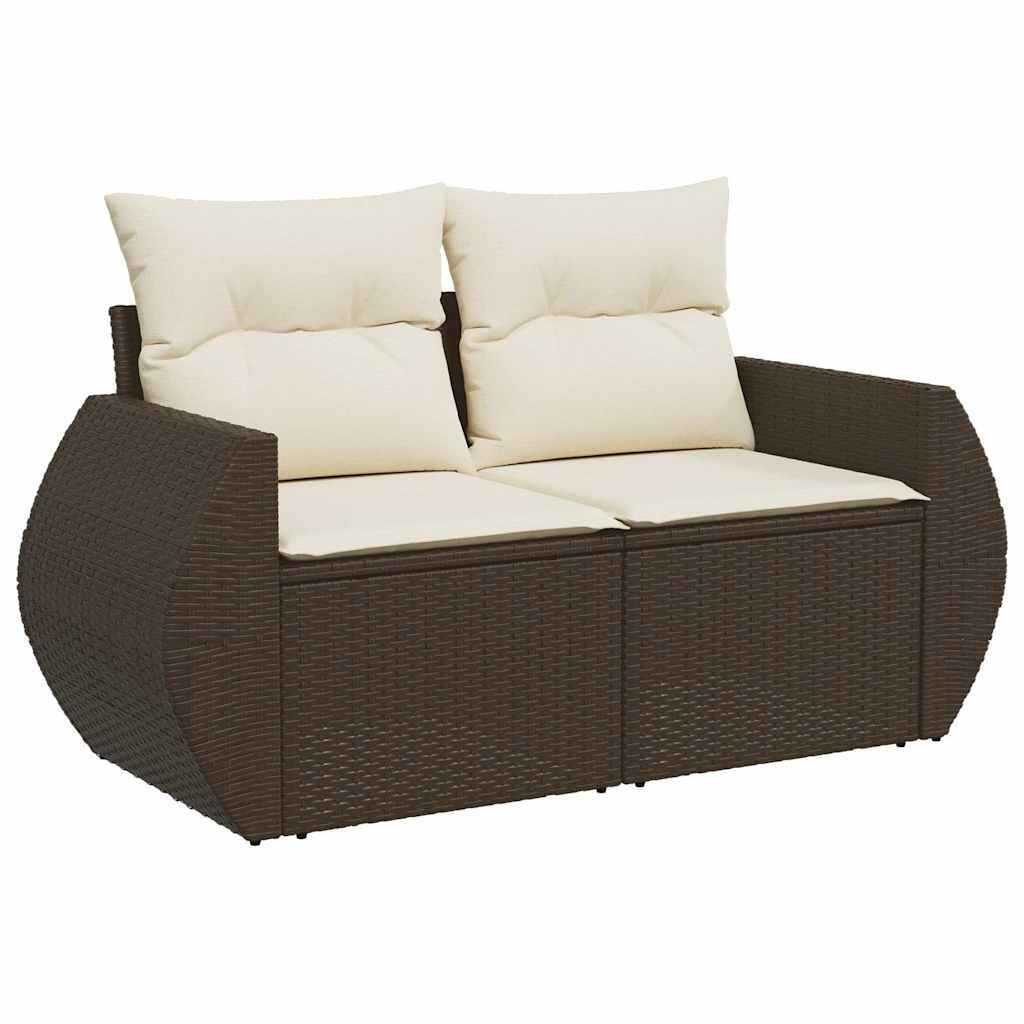 10 pcs conj. sofás jardim com almofadões vime PE castanho - Image 2