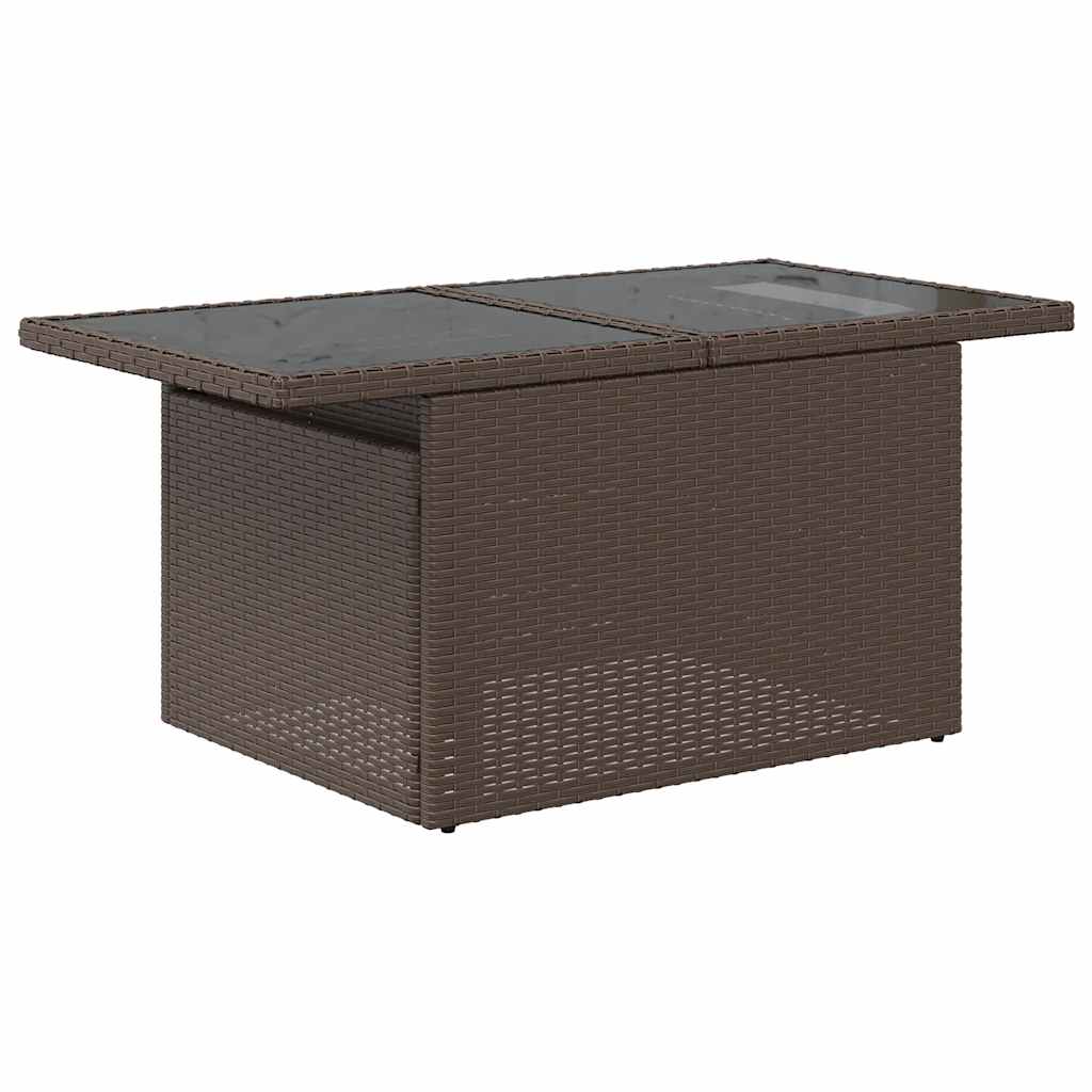 10 pcs conj. sofás jardim com almofadões vime PE castanho - Image 5