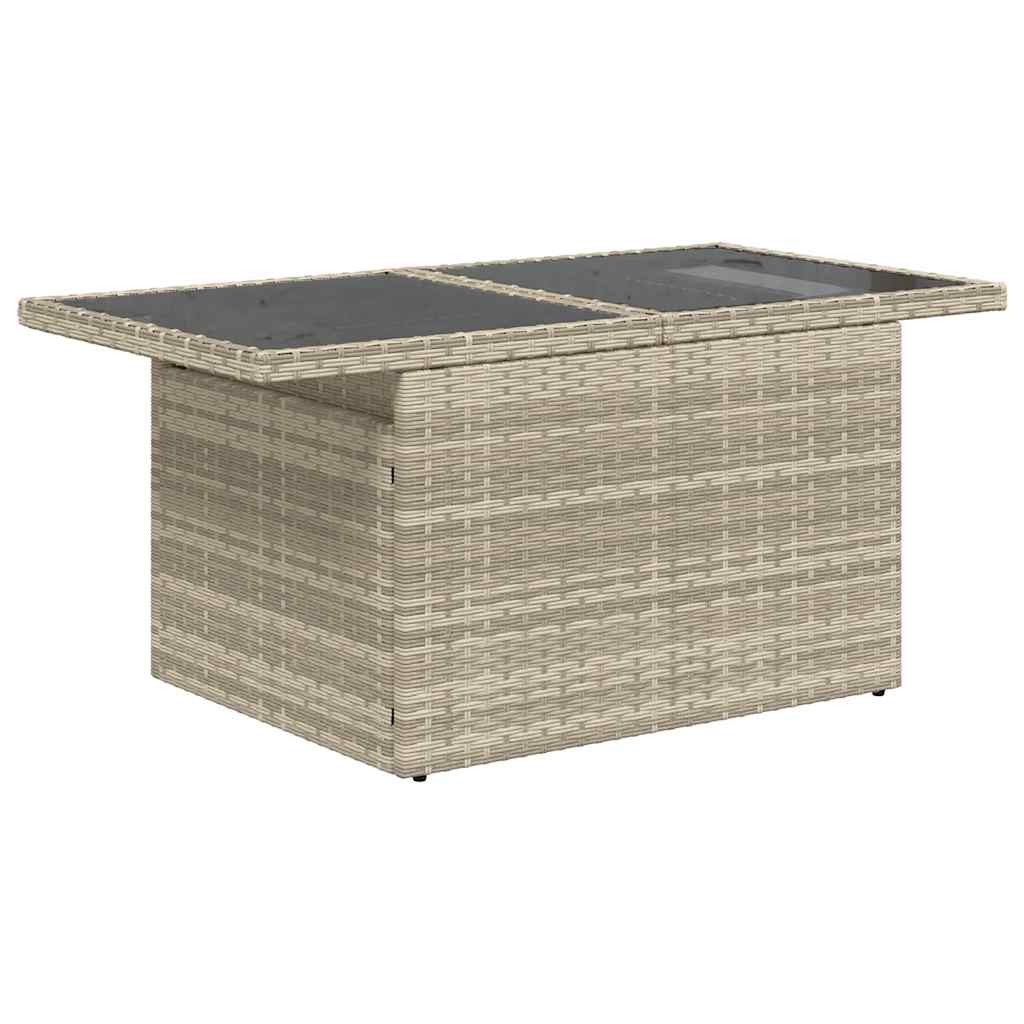 9 pcs conj. sofás jardim com almofadões vime PE cinzento-claro - Image 5