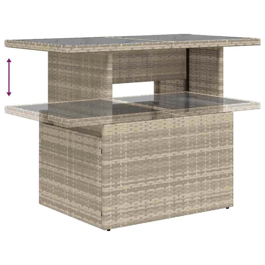 9 pcs conj. sofás jardim com almofadões vime PE cinzento-claro - Image 9