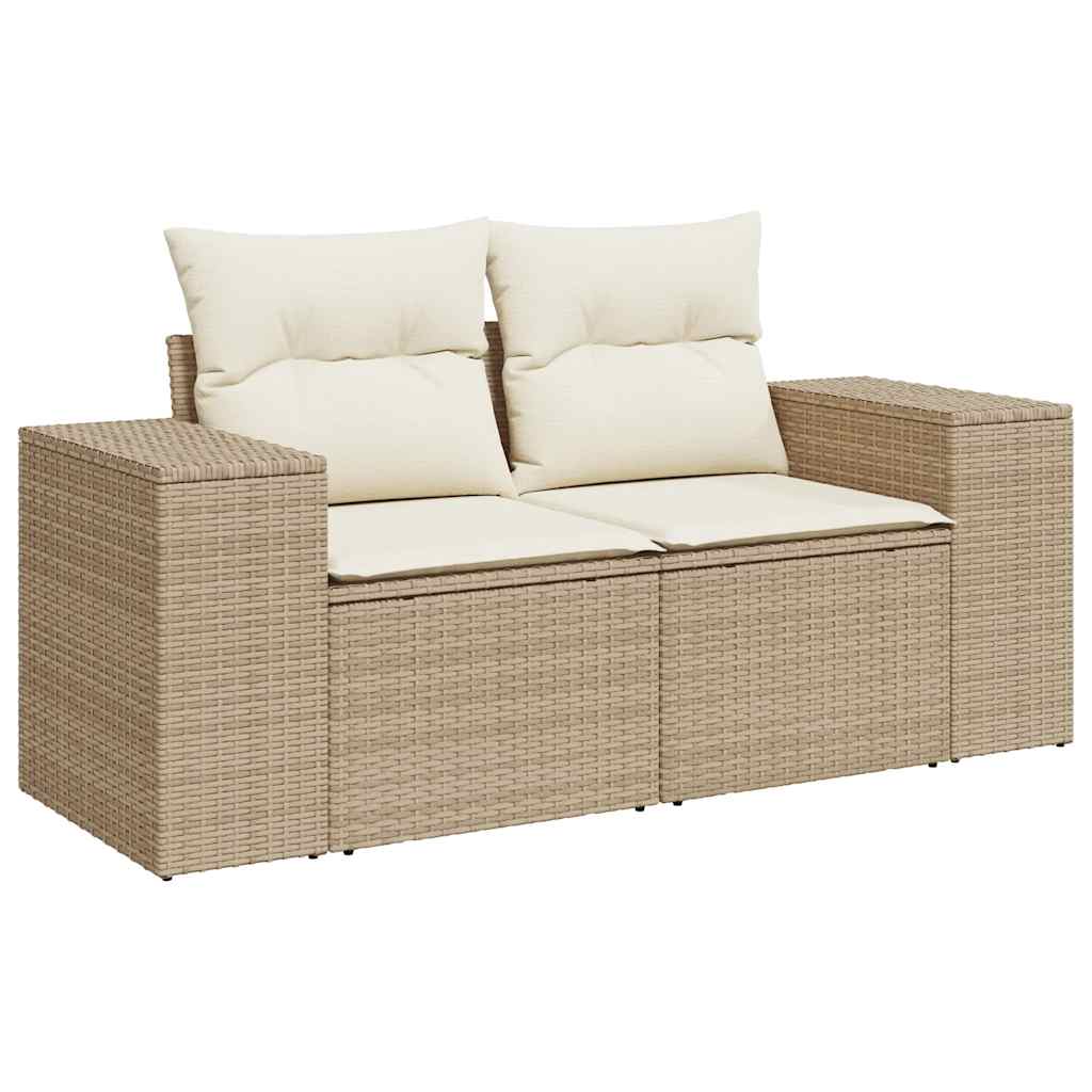 9 pcs conjunto de sofás p/ jardim com almofadões vime PE bege - Image 4