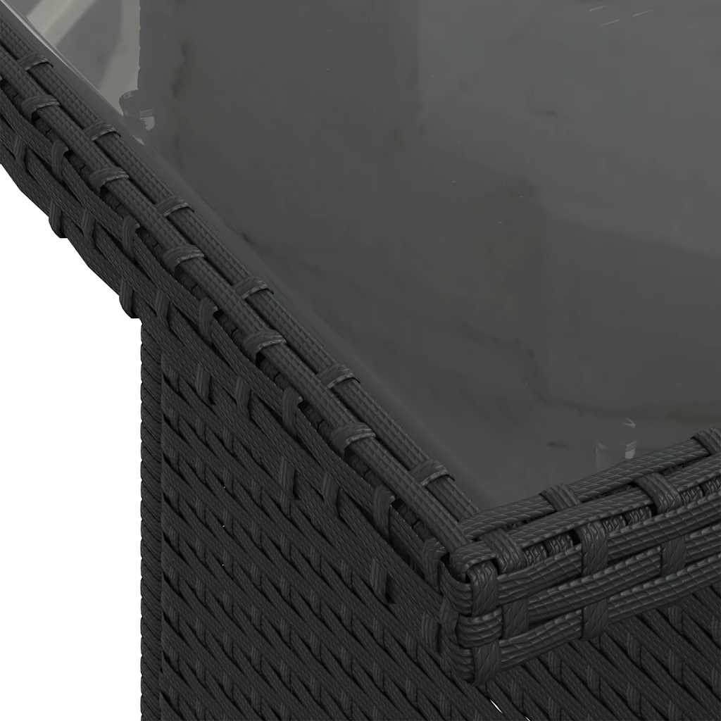 10 pcs conjunto sofás de jardim c/ almofadões vime PE preto - Image 11