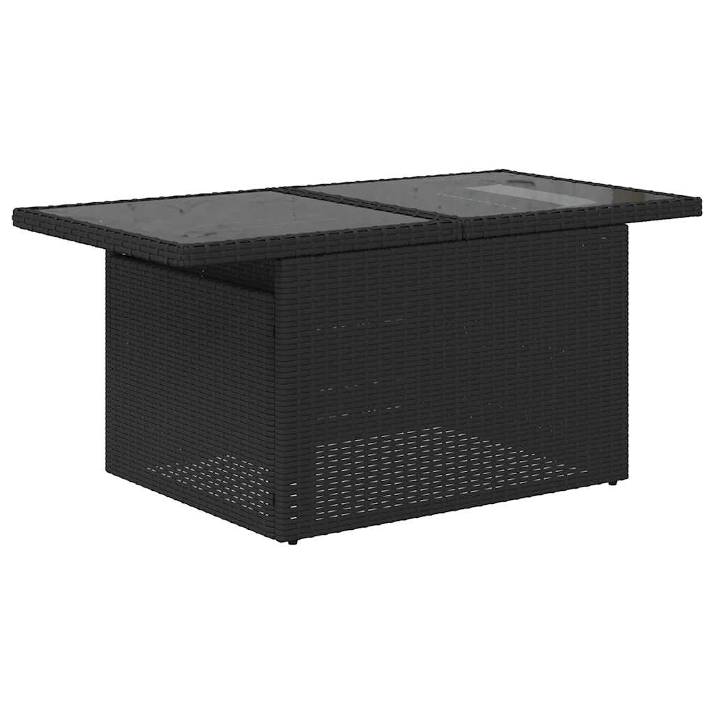 10 pcs conjunto sofás de jardim c/ almofadões vime PE preto - Image 5