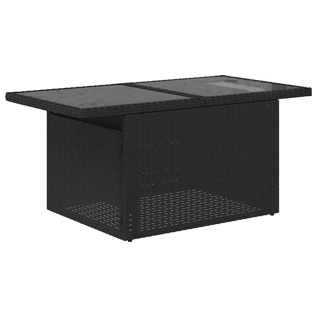 11 pcs conjunto sofás de jardim c/ almofadões vime PE preto - Image 5