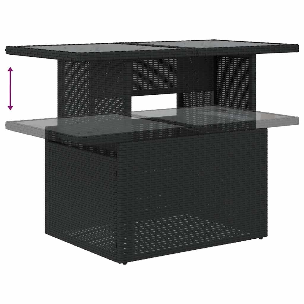 11 pcs conjunto sofás de jardim c/ almofadões vime PE preto - Image 8