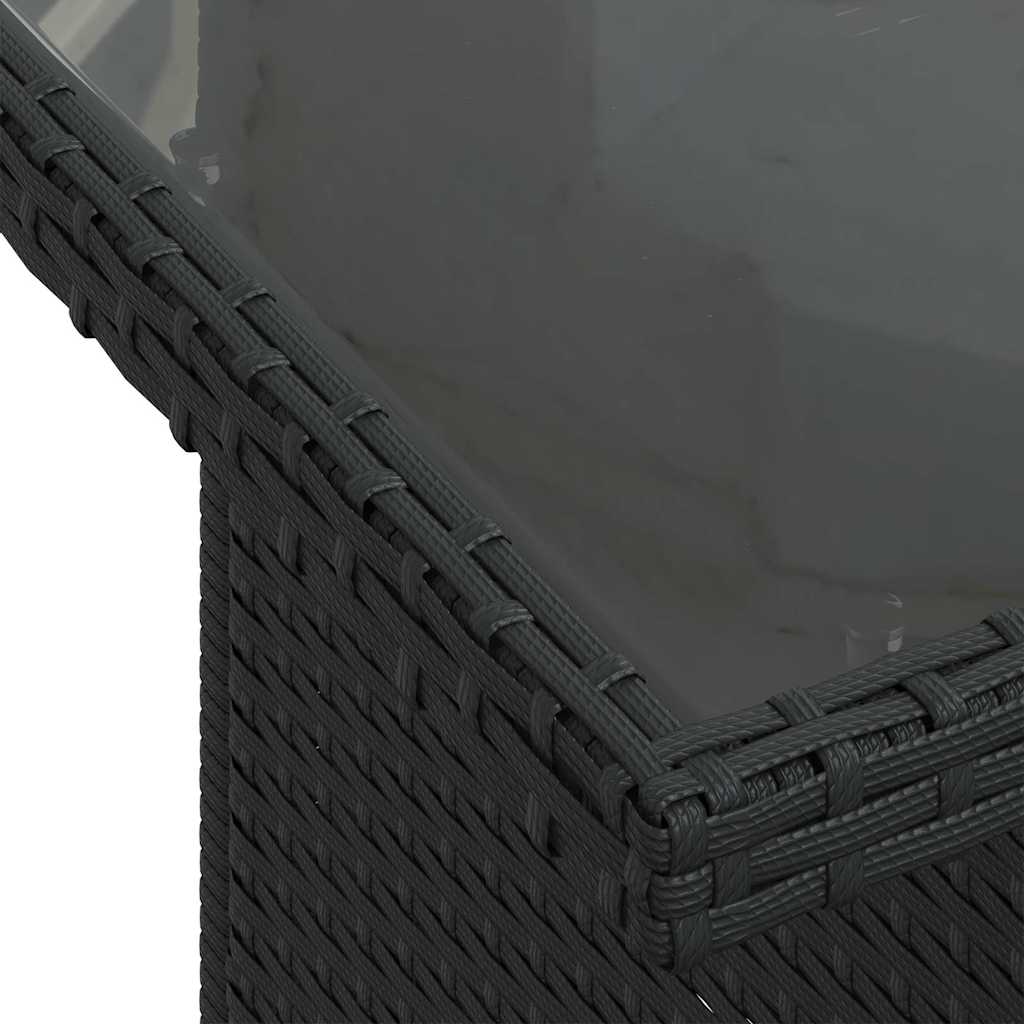 11 pcs conjunto sofás de jardim c/ almofadões vime PE preto - Image 10