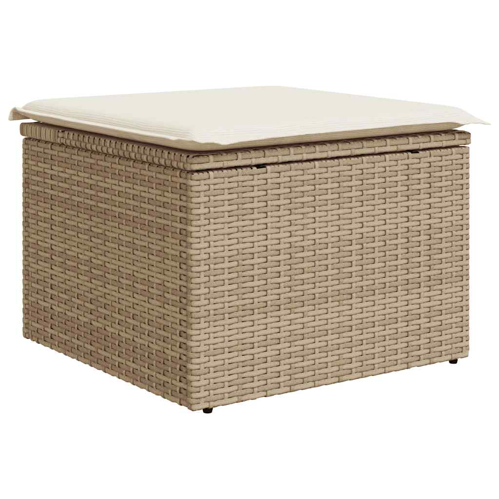 9 pcs conjunto de sofás p/ jardim com almofadões vime PE bege - Image 5